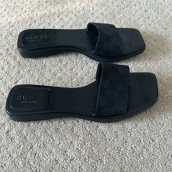 Gucci Black Sandals Wooden Bottoms Size: 7 1/2 B - Picture 2 of 7